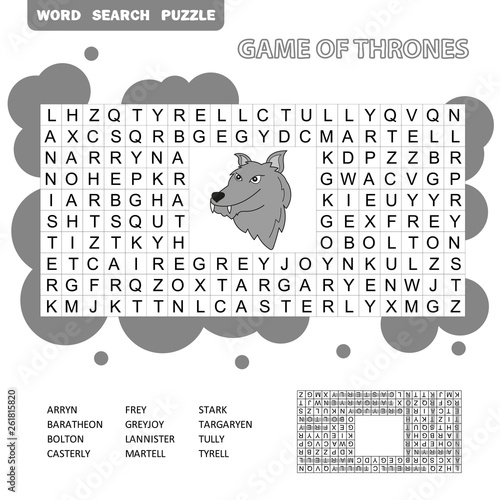 Crossword - search words game, education game for children - Game of Thrones, Great Houses of Westeros photo