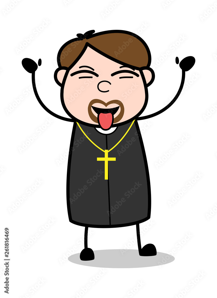 Teasing - Cartoon Priest Religious Vector Illustration Teasing - Cartoon Priest Religious Vector Illustration