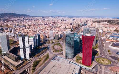 Aerial view of Gran Via and Placa d Europa, Barcelona