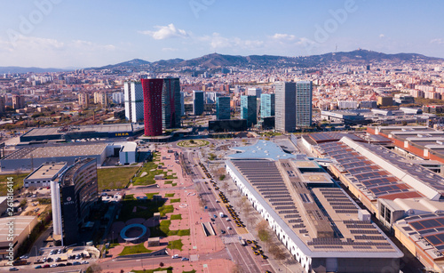 Aerial view of Gran Via, Fira de Barcelona, Placa d Europa photo