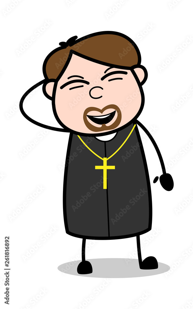 Laughing with Holding Head - Cartoon Priest Religious Vector Illustration Laughing with Holding Head - Cartoon Priest Religious Vector Illustration