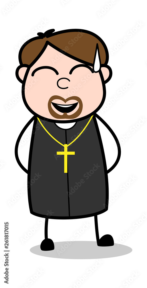 Laughing Loudly - Cartoon Priest Religious Vector Illustration Laughing Loudly - Cartoon Priest Religious Vector Illustration