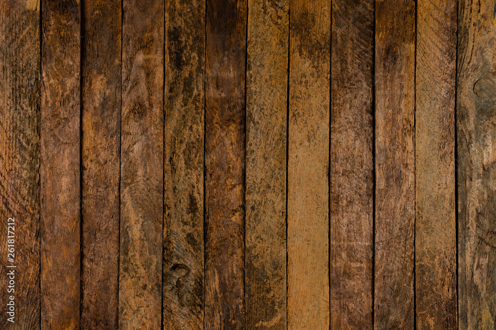 Old Wood Background. Dark brown wooden planks for background. 