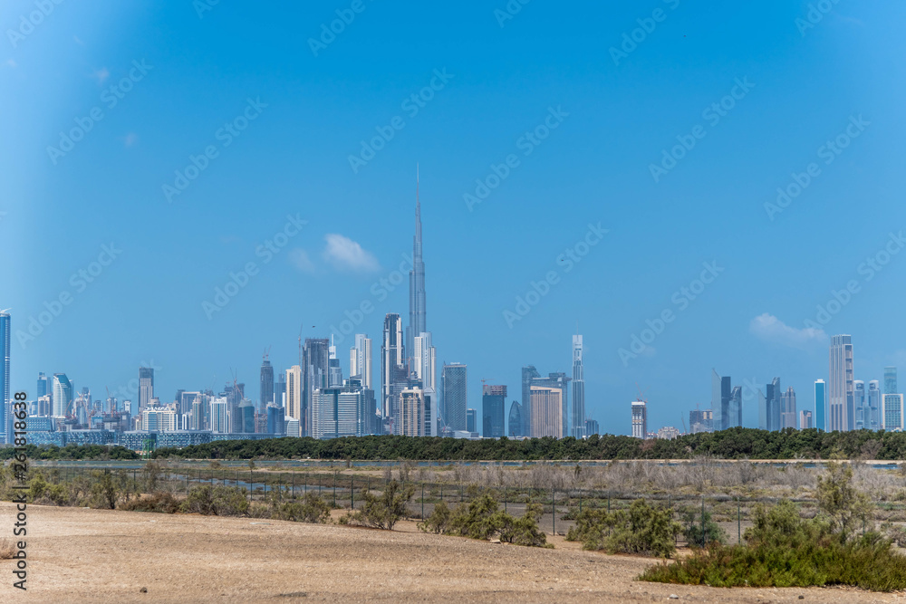 Fototapeta premium Dubai City Skyline, Residential and Business Skyscrapers in Downtown, Dubai, UAE