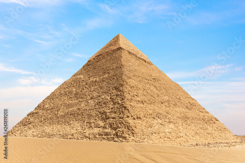 View on the Pyramid of Chephren in Giza, Egypt