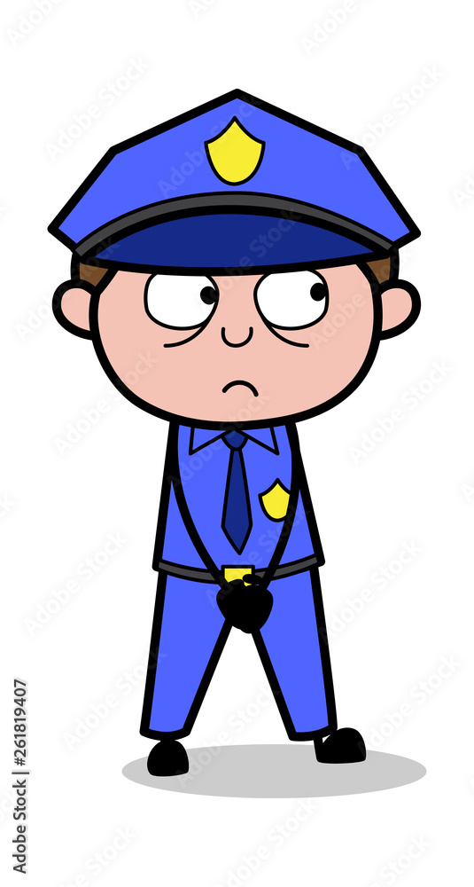 Feeling Guilty - Retro Cop Policeman Vector Illustration Feeling Guilty - Retro Cop Policeman Vector Illustration