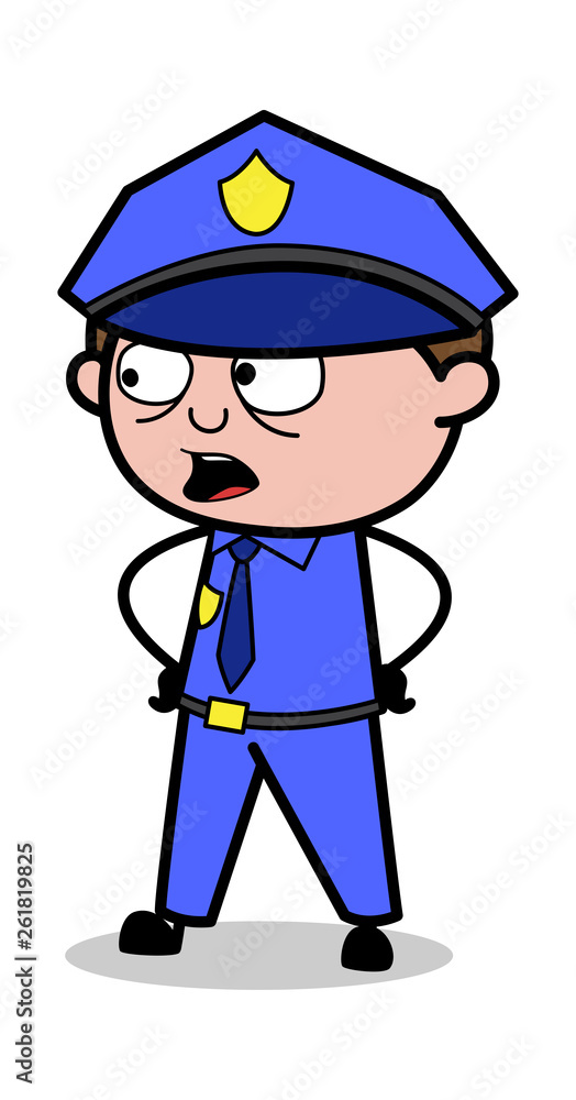 Giving Speech - Retro Cop Policeman Vector Illustration Giving Speech - Retro Cop Policeman Vector Illustration