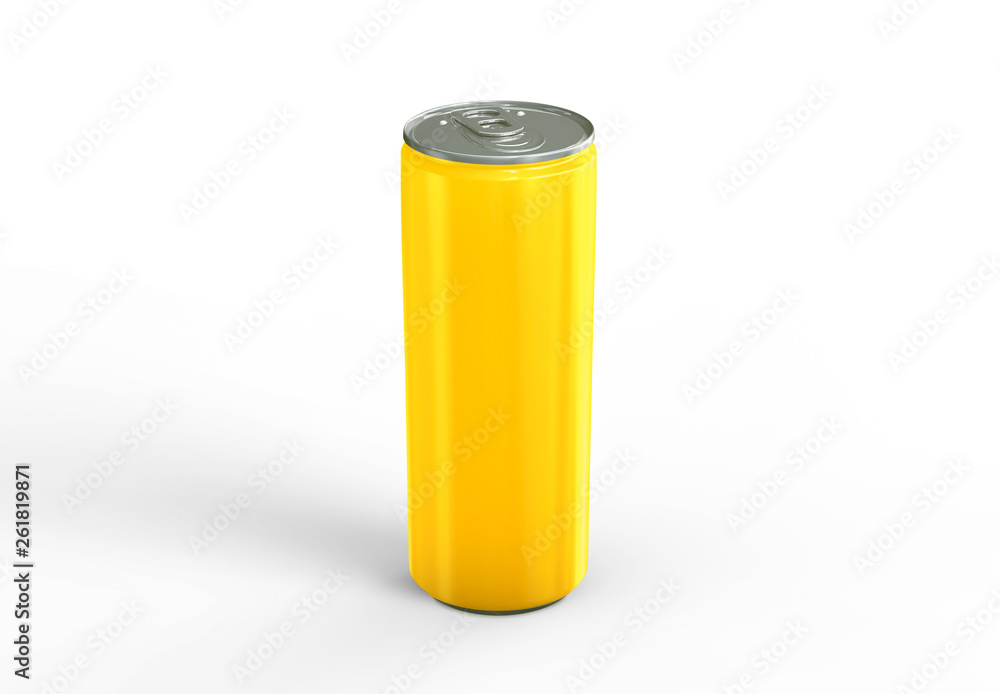 Aluminum can mockup on background. 250ml aluminum soda can mock up.