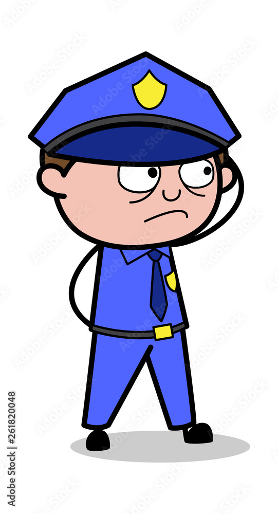 Confused - Retro Cop Policeman Vector Illustration Confused - Retro Cop Policeman Vector Illustration