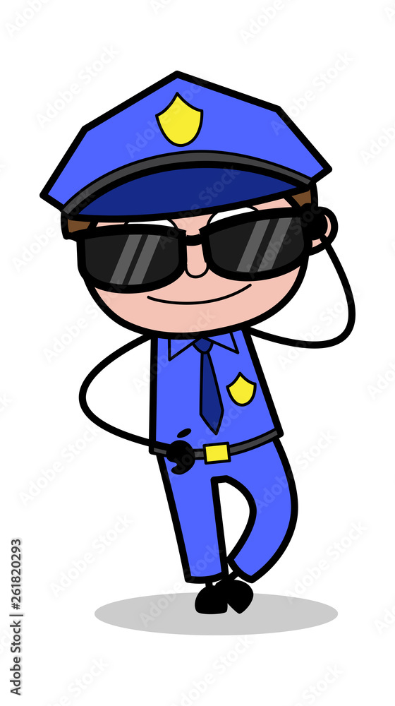 Cool - Retro Cop Policeman Vector Illustration Cool - Retro Cop Policeman Vector Illustration