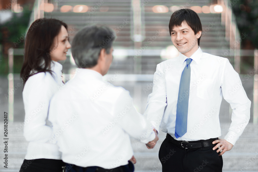 meeting and handshake of business people in the office. meeting and handshake of business people in the office.