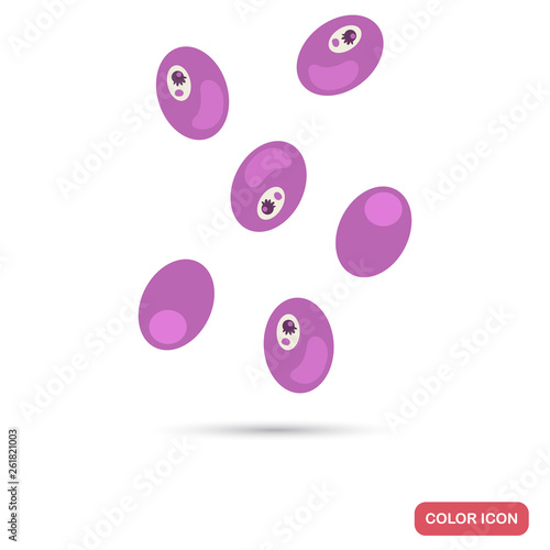 Virus cell colony under magnification flat color icon