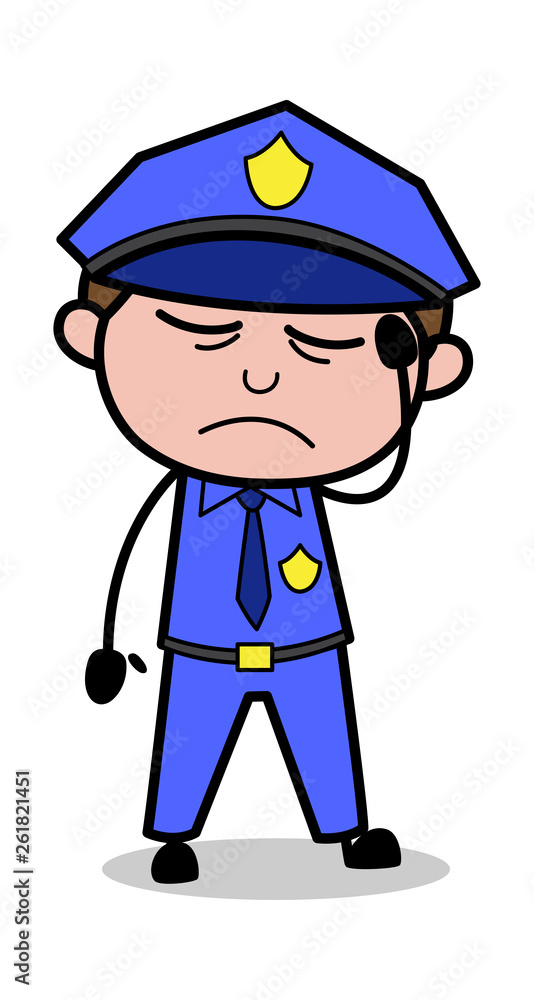 Headache - Retro Cop Policeman Vector Illustration Headache - Retro Cop Policeman Vector Illustration