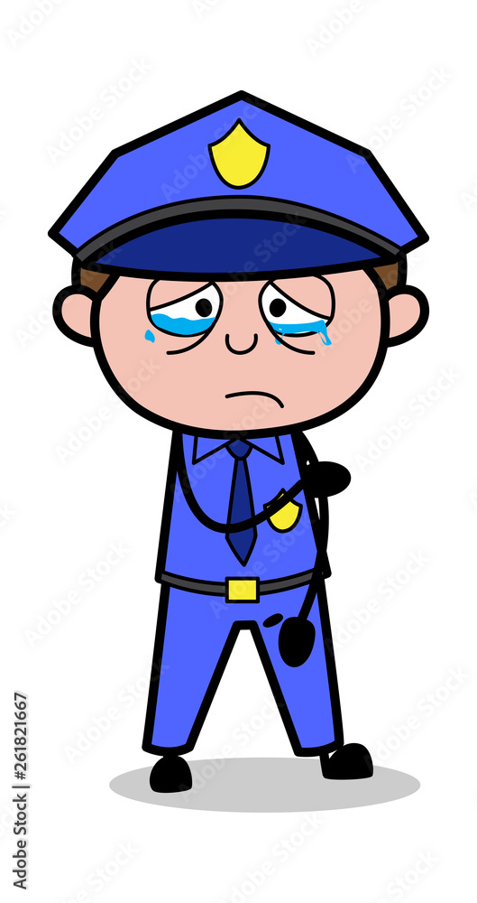 Upset - Retro Cop Policeman Vector Illustration Upset - Retro Cop Policeman Vector Illustration