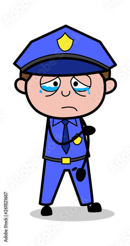 Upset - Retro Cop Policeman Vector Illustration