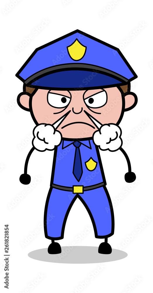 Aggressive - Retro Cop Policeman Vector Illustration Aggressive - Retro Cop Policeman Vector Illustration