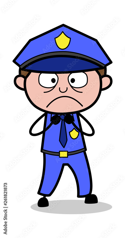 Very Nervous - Retro Cop Policeman Vector Illustration Very Nervous - Retro Cop Policeman Vector Illustration