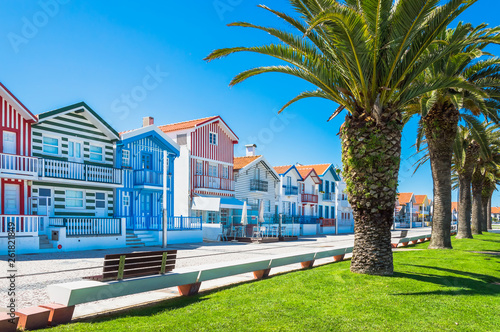 Costa Nova, Portugal: colorful striped houses in a beach village