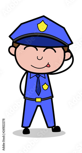 Feeling Guilt - Retro Cop Policeman Vector Illustration