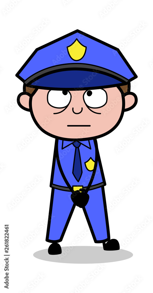Rolling Eyes - Retro Cop Policeman Vector Illustration