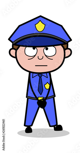 Rolling Eyes - Retro Cop Policeman Vector Illustration