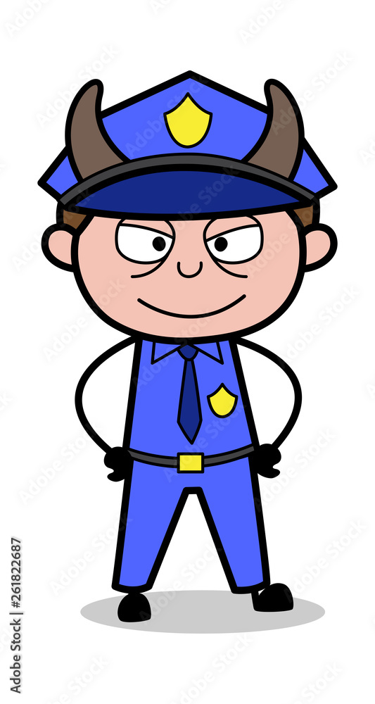 Evil Smile - Retro Cop Policeman Vector Illustration Evil Smile - Retro Cop Policeman Vector Illustration