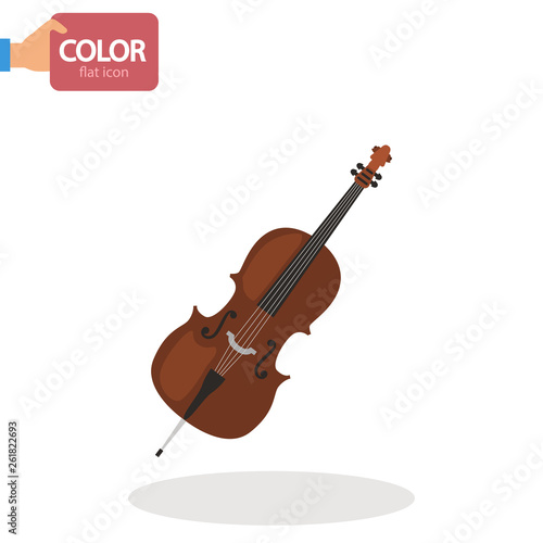 Celo music instrument color vector icon. Flat design