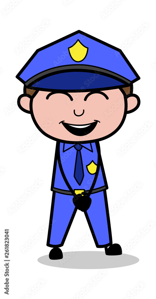 Laughing Loudly - Retro Cop Policeman Vector Illustration Laughing Loudly - Retro Cop Policeman Vector Illustration