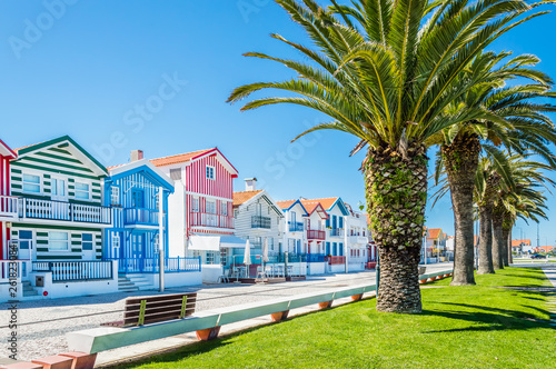 Costa Nova, Portugal: colorful striped houses in a beach village
