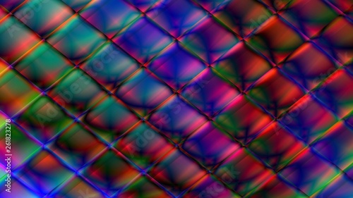 Abstract 16:9 size background with tiles shapes. Colorful layers fluid motion design.