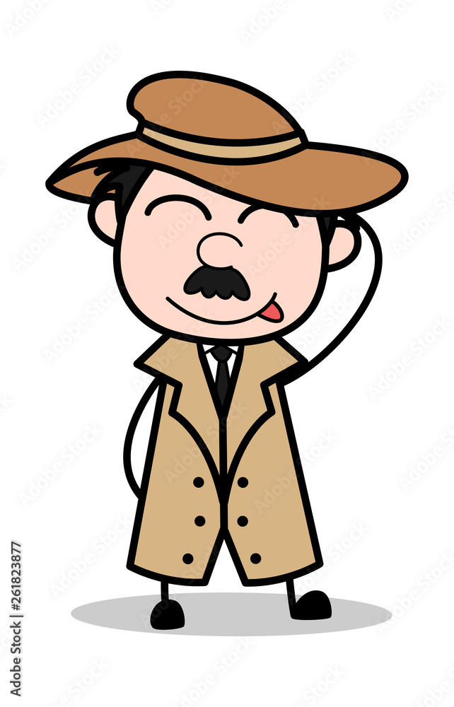 Naughty - Retro Cartoon Police Agent Detective Vector Illustration Naughty - Retro Cartoon Police Agent Detective Vector Illustration