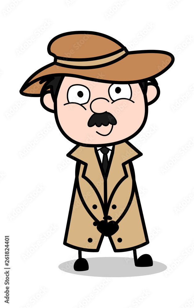 Cuteness - Retro Cartoon Police Agent Detective Vector Illustration