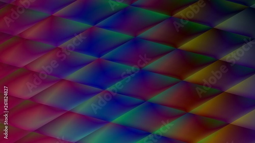 Abstract 16:9 size background with tiles shapes. Colorful layers fluid motion design.