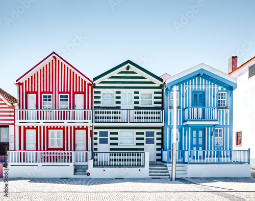 Costa Nova, Portugal: colorful striped houses in a beach village
