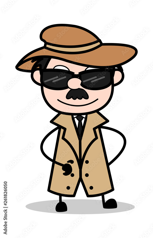 Fancy Sunglasses - Retro Cartoon Police Agent Detective Vector Illustration Fancy Sunglasses - Retro Cartoon Police Agent Detective Vector Illustration