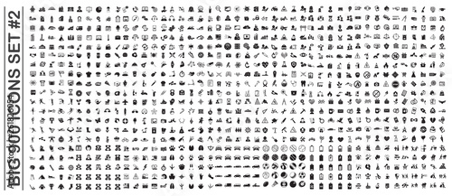 Big 900 icons set on background for graphic and web design. Simple vector sign. Internet concept symbol for website button or mobile app.