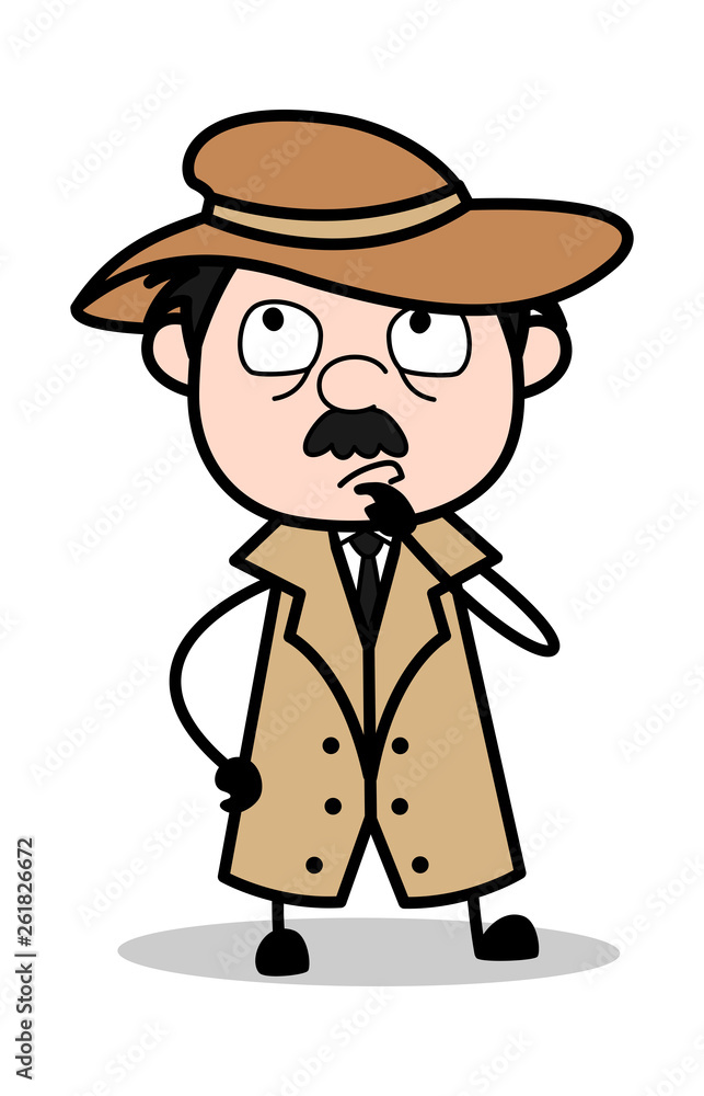 Dreaming - Retro Cartoon Police Agent Detective Vector Illustration Dreaming - Retro Cartoon Police Agent Detective Vector Illustration