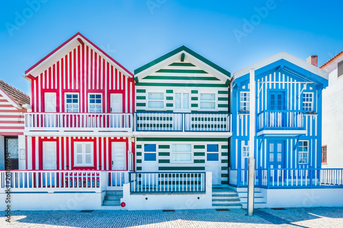 Costa Nova, Portugal: colorful striped houses in a beach village