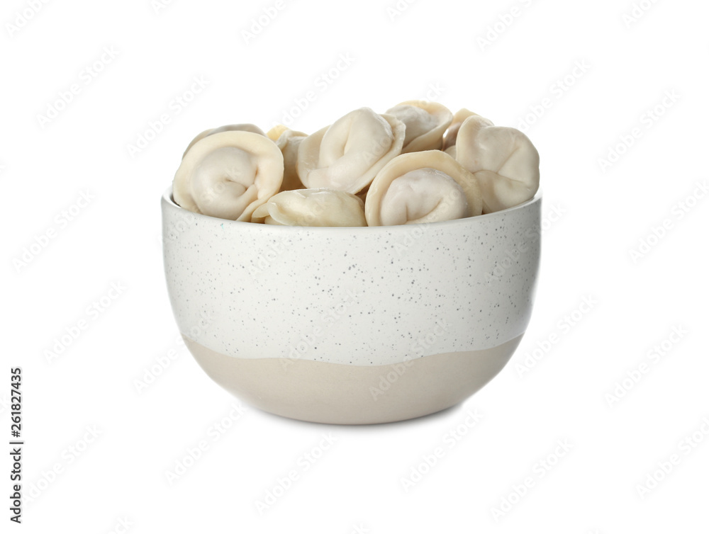 Bowl with tasty dumplings isolated on white Bowl with tasty dumplings isolated on white