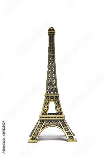 Eiffel tower souvenir on a white background.