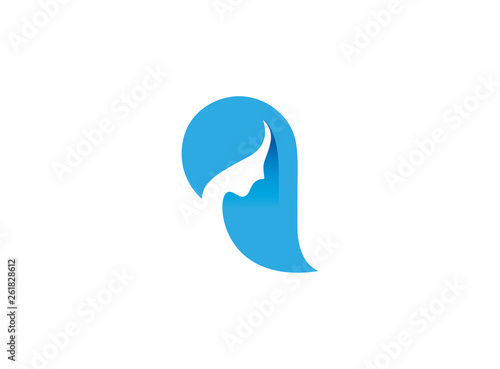 Creative Blue Hair Female Logo