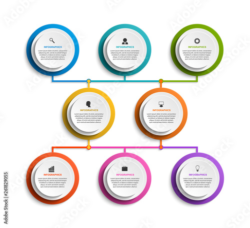 Infographic design organization chart template.