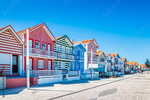 Costa Nova, Portugal: colorful striped houses in a beach village
