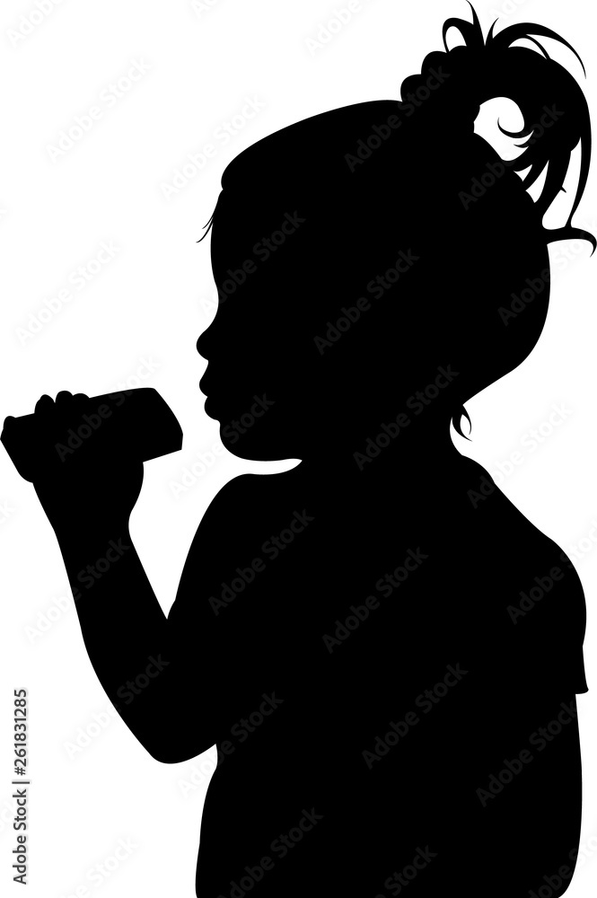 girl eating head silhouette vector