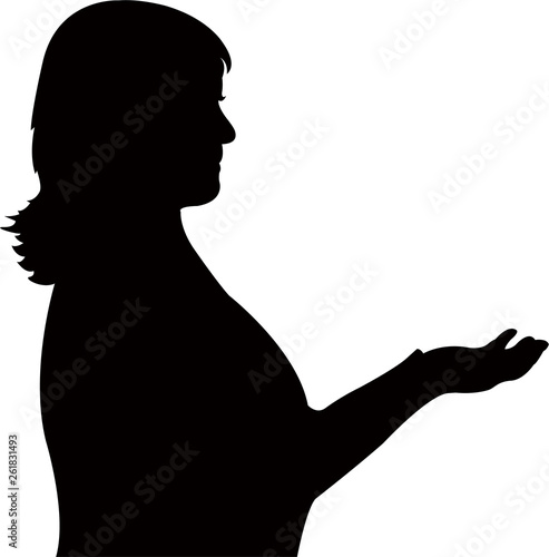 a woman asking money, silhouette vector