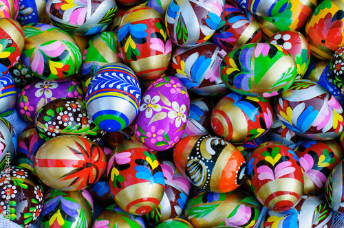 Perfect colorful handmade eggs for holiday easter. Warsaw  Poland- 14.04.2019