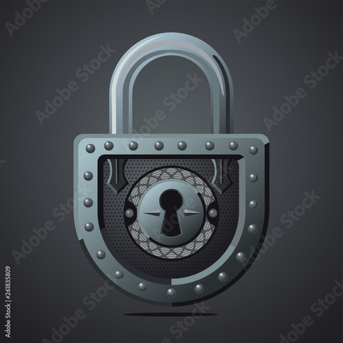 Cartoon vector lock. Vintage vector icon. Fantasy assets. Game design concept for gui.