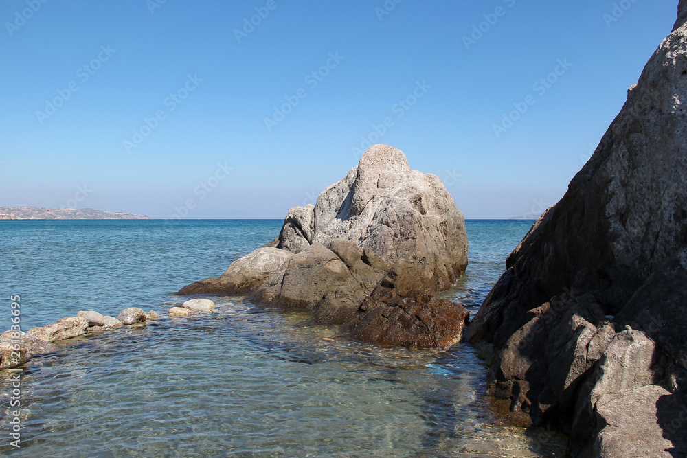 Rocky beaches of the Aegean Sea on the island of Kos