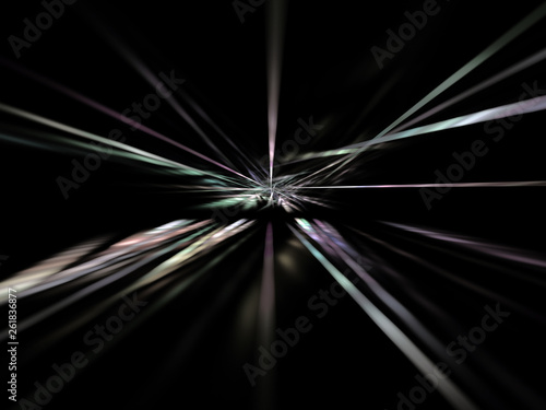 Blurred abstract colorful modern illustration of energy rays in perspective. Energy transfer at high speed.