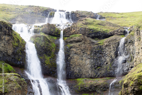 Rjukandafoss waterfall close up, Iceland highlands landmark